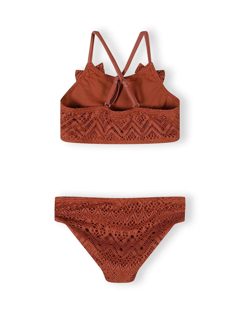 مينوتي Girls copper crochet bikini adjustable straps breathable